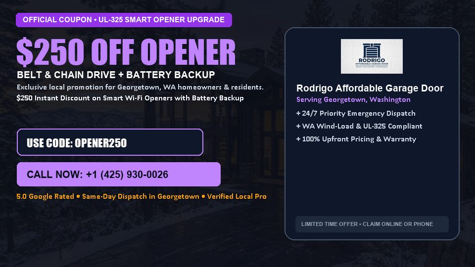 Rodrigo Affordable Garage Door $250 OFF Premium LiftMaster Opener Installation in Georgetown, WA